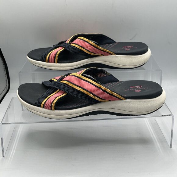 Clarks Cloudsteppers Women's 8.5M Mira Isle MultiColor Strappy Slide Sandals - Picture 3 of 9